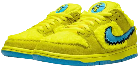 Side View of SB Dunk Low Grateful Dead Bears Opti Yellow